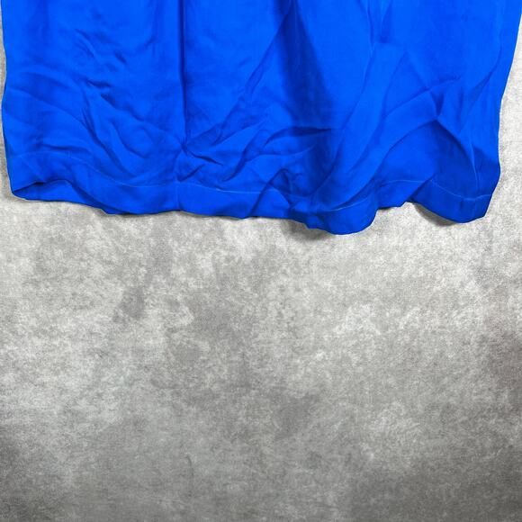 J. Crew Blouse Womens Size 4 Blue Silk Cutout Back Short Sleeves Crew Neck - Picture 3 of 10